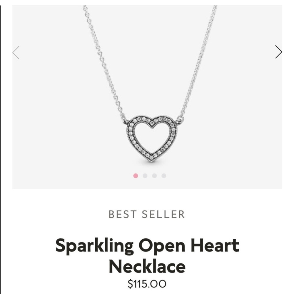 Pandora Silver Sparkling Open Heart Necklace - Picture 4 of 6